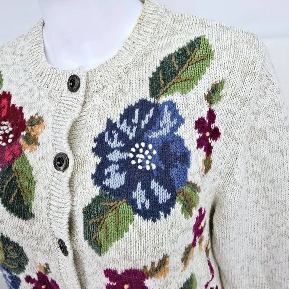 Vintage Alfred Dunner Grandmacore Cardigan Sweater PL Petite - Picture 3 of 6